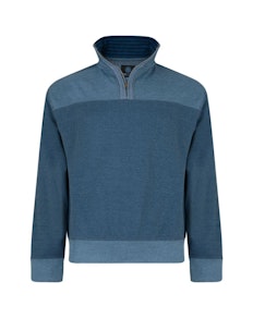 KAM Quarter Zip Canvas Sweater Denim