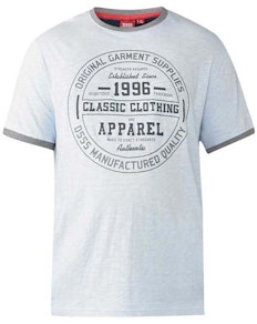 D555 Wilfred Classic Print T-Shirt Sky Blue Tall