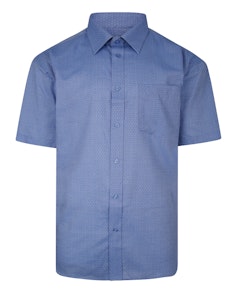 Cotton Valley Short Sleeve Patterned Shirt Light Blue