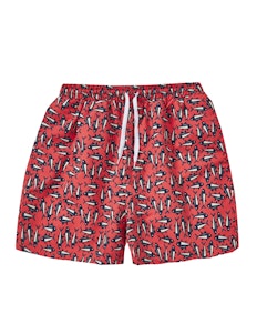 Fish Print Swim Shorts Coral