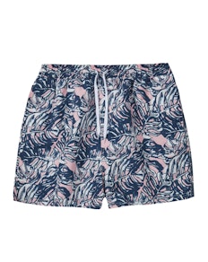 Leaf Print Swim Shorts Navy/Pink