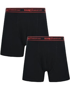 KAM Twin Pack Boxer Shorts Black