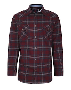 KAM Flannel Long Sleeve Check Shirt Burgundy