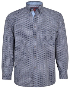 KAM Paisley Print Long Sleeve Shirt Navy
