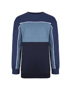 KAM Contrast Panel Sweatshirt Denim