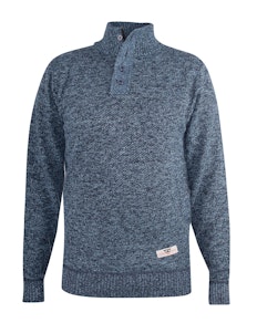 D555 Wilmington Zipper And Button Neck Sweater Blue