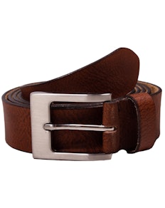 Richard Leather Structure Belt Mid-Brown