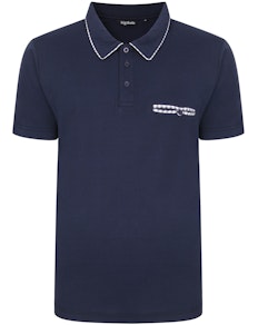 Bigdude Woven Pocket Polo Shirt Navy