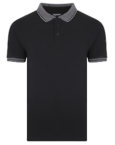 Bigdude Jacquard Collar Polo Shirt Black