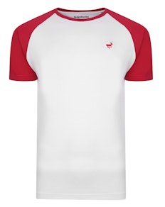 Bigdude Contrast Raglan Sleeve T-Shirt White/Red Tall
