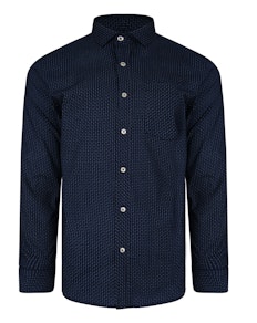 Bigdude Long Sleeve Dobby Print Shirt Navy
