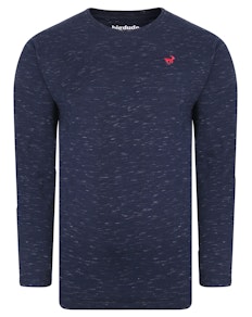 Bigdude Inkjet Marl Long Sleeve T-Shirt Navy Tall
