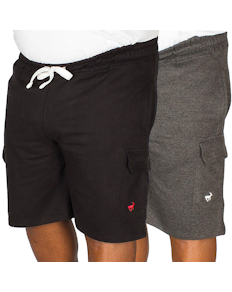 Bigdude Fleece Cargo Shorts Twin Pack Black/Charcoal