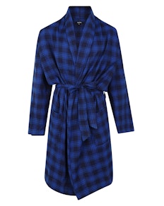 Bigdude Woven Check Dressing Gown Navy/Blue