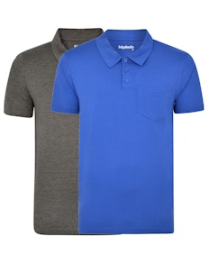 Bigdude Jersey Polo Shirt With Pocket Twin Pack Charcoal/Royal