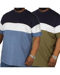 Bigdude Cut & Sew T-Shirt Twin Pack Denim/Olive