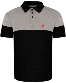 Bigdude Cut & Sew Polo Shirt Grey/Black Tall