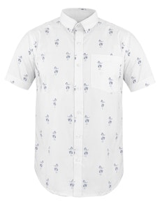 Bigdude Short Sleeve Hula Print Shirt White