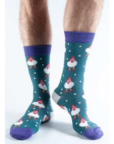 Doris & Dude Teal Santa Socks