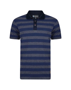 KAM Corduroy Trim Collar Polo Navy