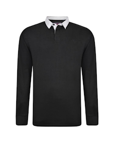 KAM Contrast Collar Polo Shirt Black