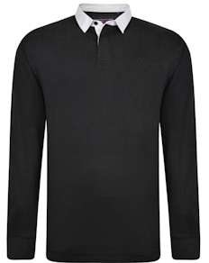 KAM Contrast Collar Polo Shirt Black