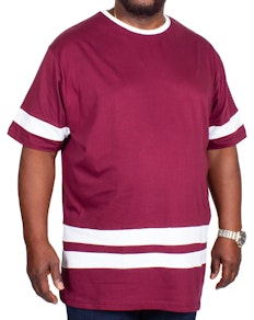 Bigdude Contrast Stripe T-Shirt Burgundy