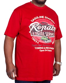Espionage Auto Repair Print T-Shirt Deep Red