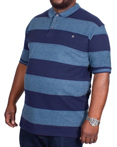 KAM Rugby Stripe Polo Shirt Denim