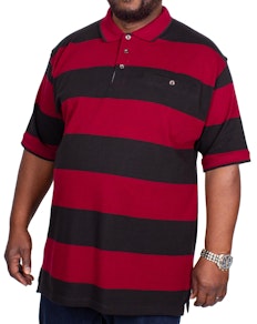 KAM Rugby Stripe Polo Shirt Burgundy