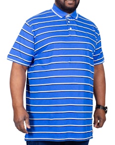 D555 Holmes Stripe Polo Shirt With Pocket Blue