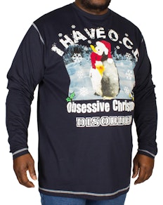 Cotton Valley OCD Christmas Print T-Shirt Navy