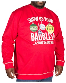 D555 Baubles Print Christmas Sweatshirt Red