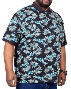 KAM Floral Polo Shirt Navy
