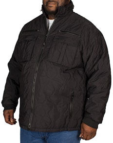 KAM Quilted Zipped Jacket Black