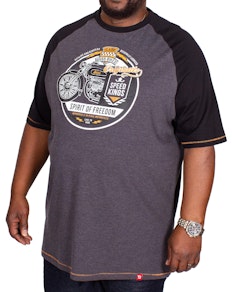 D555 Dallas Raglan Printed T-Shirt Charcoal