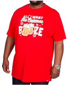 D555 Booze Christmas Printed T-Shirt Red