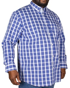 KAM Long Sleeve Casual Check Shirt Blue
