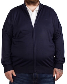 D555 Milburn Navy Plain Full Zip Sweater