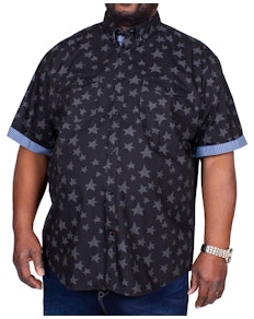 KAM Star Print Short Sleeve Shirt Charcoal