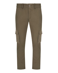 Bigdude Elasticated Waist Cargo Trousers Dark Khaki