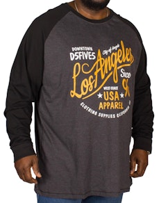 D555 Neill Printed Raglan T-Shirt Charcoal