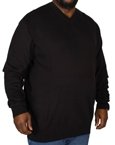 KAM V-Neck Long Sleeve Knitted Jumper Black