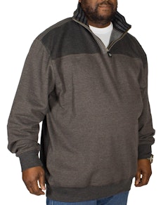KAM Quarter Zip Canvas Sweater Charcoal