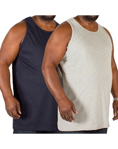 Bigdude Plain Vest Twin Pack Navy/Grey