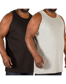Bigdude Plain Vest Twin Pack Black/Grey