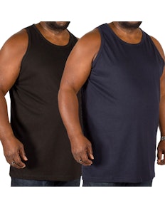 Bigdude Plain Vest Twin Pack Black/Navy