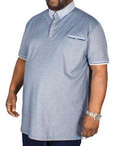 D555 Journey Fine Melange Pique Polo Shirt Navy Tall