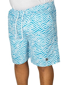Espionage Zig Zag Print Swim Shorts Royal/White