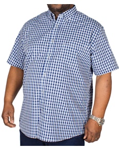 KAM Short Sleeve Classic Check Shirt Navy